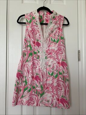 Lilly Pulitzer Pink & Green Flamingo-Print Sleeveless Tunic